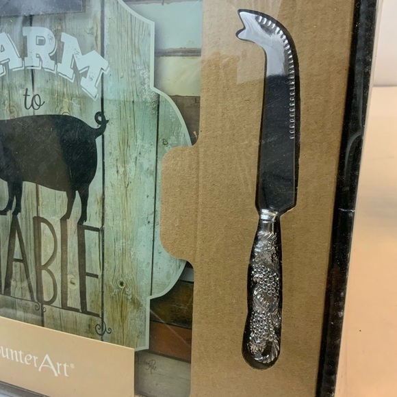 Glass Cheese Cutting Serve Board Knife CounterArt Farmhouse Set - Picture 7 of 15